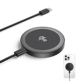 THREEKEY für MagSafe Ladegerät, Qi2-zertifizierter 15W Wireless Charger, schnelles Ladepad mit iPhone 16 Pro Max/15/14/13/12 Serie, Samsung S25, magnetischer Ladegerät mit 5 Fuß USB-C-Kabel (Schwarz)