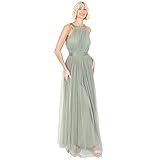 Anaya with Love Damen Ladies Maxi Dress for Women Halter Neck Long Sleeveless Belt A Line Evening Gown Ball Prom Wedding Guest Bridesmaid Kleid, Forest Green, 36 EU