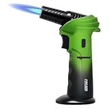 CoYLBod Flambierbrenner, Butan-Taschenlampe, Bunsenbrenner mit 0–90° Drehwinkel, nachfüllbare Küchenlampe mit Sicherheitsverschluss, einstellbare Flamme zum Löten (Grün und Schwarz)