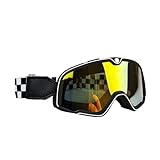 Retro Motorrad Brille Ski Brille Motocross Sonnenbrille Vintage Brillen Helm Radfahren Racing Cafe Racer Chopper MTB ATV (Color : BL-Red lens)
