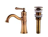 MTYLX Wasserhahn, Waschbeckenarmatur, Waschbeckenarmatur, Küchenspüle, Wasserhahn, Antik-Bronze, Badezimmer-Waschbeckenarmatur, schwenkbarer Auslauf, Waschtisch-Wasserhahn, Mischbatterie, antik_kurz