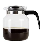 Wenco Premium Glas-Kaffeekanne/Teekanne mit Kunststoff-Deckel, 1,25 l, Transparent, Schwarz (Version 2021)