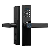 Splenssy Tuya Smart Türschloss, Tastaturschloss mit Griff, Fingerabdruck, elektronisches Riegelschloss, intelligentes Türschloss, Fingerabdruck/Karte/Schlüssel/Code-Entriegelung