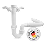 VIOKS Flexibler Röhrensiphon 1 1/2', 2 Siphon-Geräteanschlüsse 1', für Küchenspüle, Spülmaschine und Waschmaschine