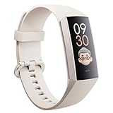 Fitnessuhr Damen Herren AMOLED-Display Fitness Tracker mit Benachrichtigung Schrittzähler Uhr Smartwatch Damen mit Herzfrequenz-/Blutdruckmessung Schlafmonitor Sportmonitor für Android iOS,Weiss