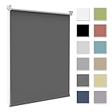 Verdunkelungsrollo Verdunklungsrollo ohne Bohren & mit Bohren,Rollo Verdunkelung Dunkelgrau 45x130cm(Stoffbreite 40cm) für Fenster innen Wand/Deckenmontage Fensterrollo Seitenzugrollo Klemmrollo