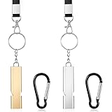 2 Stück Trillerpfeife Doppel Tubes,Ymapinc Metall Signalpfeife Notfallpfeife mit Schlüsselband und Schlüsselanhänger Whistle Pfeife Trillerpfeife Laut Notfall für Camping Training Schiedsrichter