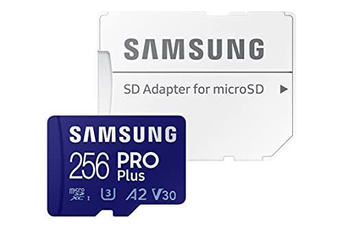 Samsung PRO Plus microSD Speicherkarte (MB-MD256KA/EU), 256 GB, UHS-I U3, Full HD & 4K UHD, 160 MB/s Lesen, 120 MB/s Schreiben, für Smartphone, Drohne oder Action-Cam, inkl. SD-Adapter