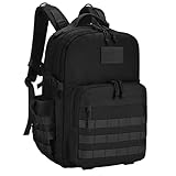 Wiserset Taktischer Rucksack, 40 L Militär Outdoor Rucksack, großer Tagesrucksack für Herren und Frauen, Wanderrucksäcke mit Wasserflaschentasche, army rucksack für Camping, Wandern, Jagen, Schwarz