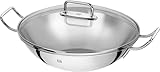 ZWILLING Plus Wok, Inkl. Glasdeckel und herausnehmbarer Gittereinsatz, Induktionsgeeignet, unbeschichtet, Ø 32 cm, Edelstahl, Silber