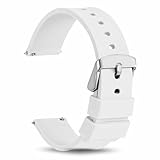 TECHZOCO Silikon-Uhrenarmband, Silikonarmband, Sportuhrenarmband, universelles Uhrenarmband, Silikonarmband, Schnellverschluss, Weiß (Silberne Schnalle), 22 mm