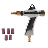 Gertrude Aluminium-Legierung Sandstrahlpistole, Luft-Sandstrahlpistole Sandstrahlkabinen-Bausatz Mit 5 Keramikdüsen Für Sandstrahlgerät Kabinett-Maschine Silver,One Size