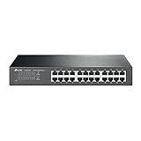 TP-Link TL-SG1024D 24 Port Gigabit Netzwerk Switch (Rackmount, 48Gbit/s Switching-Kapazität, 24*RJ-45 Ports, Metallgehäuse, IGMP-Snooping, unmanaged, Plug-und-Play) schwarz