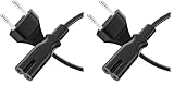 sonero Stromkabel Netzkabel 2 Polig, 5,0m, Eurostecker Typ C Netzstecker auf IEC Buchse C7 Euro 8 Stecker, Netzteil Strom Kabel für TV, PS5, PS4, PS3, Haushaltsgeräte, Schwarz (Packung mit 2)