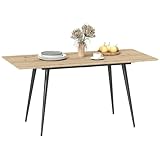 HOMCOM Esstisch ausziehbar 120/160 x 75 cm Küchentisch für 6-8 Personen, moderner Esszimmertisch mit Stahlbeine, Natur