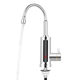 Wasserhahn mit Durchlauferhitzer, 3000W Elektrischer Wasserhahn mit LCD Temperaturanzeige 15-50°C (59-122°F), 360° Drehbar, Küchenarmatur für Garagen Waschbecken Küchen Wohnungen