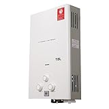 Lfhelper 18L 36KW Gasdurchlauferhitzer, LPG Warmwasserbereiter, 4.8 GPM Propangas Tankloser Kesselbrenner Sofort-Heißwasserbereiter mit Duschkopf-Kit für Kleine Häuser, Kabinen, Campingdusche weiß