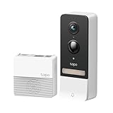 Tapo D230S1 Video-Türklingel Akku (Video Doorbell) | Türklingel mit Kamera, 2K 5MP, Farbe Nachtsicht, ultrabreiten Sichtfeld, herausnehmbare Batterie, KI-Erkennung, Mit Chime