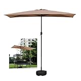 Rechteckiger Sonnenschirm für den Außenbereich, neigbar, mit Kurbel und Sockel, perfekt für Café, Deck, Balkon, Terrasse, Fenster und Wand