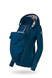 fun2bemum Baby Tragejacke für Mama Känguru Kapuze Petrol VORNE/HINTEN (M)