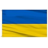 AhfuLife Ukraine Flagge 90 x 150 cm, 1 Stück Ukrainische Flaggen Banner, Große Ukrainische Nationalflaggen für 2024 Fußball EM WM Euro Olympische Nationaltag Party Bar Deko