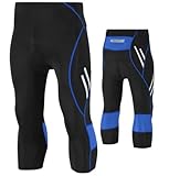 Herren 3/4 Radhose, Fahrradhose Herren Gepolstert, Schnell Trocknend, Rennrad Hose Herren Atmungsaktiv Mit Reflektierenden Streifen Und Taschen Radlerhosen Für Herren B,3XL