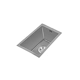 Mini-Küchenspüle aus 304 Edelstahl, rechteckig, Einzelbecken, Wohnwagen-Spüle mit Abtropffläche und Überlauf, Unterbau/Topmount für Wohnmobil, Bar, Restaurant (42 x 35 x 21 cm)