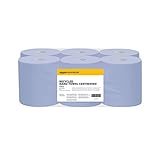 AmazonCommercial 2 lagig Recycelte Papierhandtücher- Innenabwicklung/Innenabrollung, 20 x 30 cm - 6er-Pack, 2700Stück, 15 Packungen mit 450 Rolle, Mittel, Blau