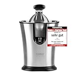 CASO CP 330 Pro, elektrische Zitruspresse, Testurteil: Sehr Gut, Zitronenpresse, Orangenpresse, Universal-Presskegel Edelstahl, Juicer, Saftpresse 160 Watt, BPA-Frei, spülmaschinengeeignete Teile