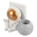 HOODANCOS Astronautenhalterung Miniatur Desktop-Stifthalter schreintischorganizer schreibtisch organiser schöner Halter Handyständer Harzverzierung Telefonständer aus Kunstharz Weiß