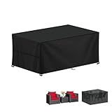 LAMUNI Gartenmöbel Abdeckung Wasserdicht Outdoor Tischabdeckung Winterfest Abdeckplane Gartenmöbel, 420D Oxford Tisch Abdeckhaube Schutzhülle für Gartentisch Sitzgruppe, Rechteckig, 150x90x75cm