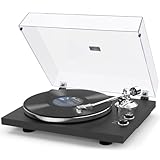 SeeYing Plattenspieler mit Riemenantrieb Bluetooth Vinyl-Schallplattenspieler 33 oder 45 U/min mit Phono Vorverstärker Magnetkartusche und Gegengewicht Drahtlose Ausgangskonnektivität