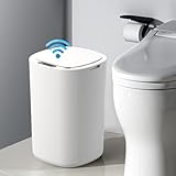Sensor Mülleimer 12L, Automatik Touchless Mülleimer mit Smart Sensor für Bad Büro Küche, No Noise Wasserdicht Intelligenter Mülleimer mit Deckel, ABS-Kunststoff Abfallbehälter Papierkorb (Rund)