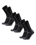 DANISH ENDURANCE Merinowolle Wandersocken, Thermo Outdoor & Trekking-Socken, Wollsocken, Anti-Blasen, Gepolstert, für Herren, Damen & Kinder, 3 Paar, Schwarz/Grau, 43-47