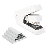 Amazon Basics Bürotacker, robuste Ausführung, müheloses Heften, 40 Blatt Kapazität, 1000 flache Heftklammern, Weiß