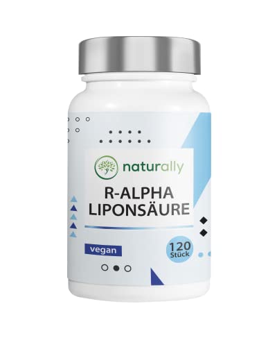 naturally R Alpha Liponsäure Kapseln - 120 Kapseln mit 300 mg R Alpha Liponsäure hochdosiert - laborgeprüft, ohne Zusätze, vegan