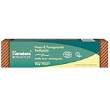 Ecocert Cosmos Natural-zertifizierte Himalaya Botanique Neem- und Granatapfel-Zahnpasta mit organischen Kräuterextrakten, bekämpft Plaque, hellt Zähne auf, ohne Fluorid, 150g