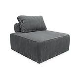 Sessel ohne Armlehne mit grauem Cordbezug für ein modulares Sofa