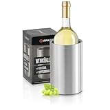 Mahlzeit Edelstahl Weinkühler | Ø 12 x (H) 19 cm | Sektkühler, doppelwandig | Flaschenkühler für Wein, Sekt, Champagner, Wasser und vieles mehr