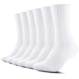 TUUHAW Socken Herren Damen 6 Paar Sportsocken Atmungaktive tennissocken,Weiß 43-46