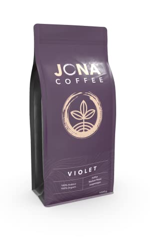 Jona Coffee Violet Bio Kaffeebohnen 1 KG, mittlere Röstung, 100% Arabica medium Roast 1000 gr Bio-Kaffee Bohnen geeignet für Vollautomaten, Filterkaffee und French Press. Single Origin Honduras.