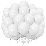 Luftballons Weiß,100 Stück 12 Zoll Weiße Latex Ballons für Jungen Mädchen Partydeko Geburtstags Hochzeits Babyparty Festival Jahrestag Deko
