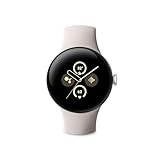 Pixel Watch 2 - das Beste von und Fitbit – Herzfrequenzmessung, Stressmanagement, Sicherheitsfunktionen – Android – Aluminiumgehäuse in Polished Silver – Sportarmband in Porcelain – LTE