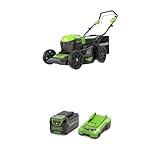 Greenworks Selbstfahrender Akku Rasenmäher mit bürstenlosem Motor, 46 cm Schnittbreite,OHNE 40 V Akku und Ladegerät, 3 Jahre Garantie GD40LM46SP + 40V Akku & 2A Universal Ladegerät Kit - GSK40B4