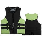 Schwimmweste für Erwachsene - Neopren Schwimmhilfe für Kajakfahren, Angeln Wassersport mit Verstellbaren Sicherheitsgurten und Reißverschluss (Größen S-3XL)(Green,S)
