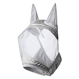 Harrison Howard CareMaster Pferde Fliegenmaske UV-Schutz mit Ohrenschutz Silber Vollblut (M)