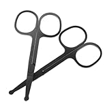 VALICLUD 2 Stück Nasenhaartrimmer Bart- und Schnurrbartschneider manueller Nasenhaarentferner Mini-Nasenhaarschneider Schere Trimmen Nase Ohrentrimmer Rostfreier Stahl Black