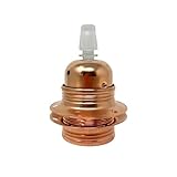 HALOTEC E27-Lampenfassung aus Metall, kupferfarben, mit Unterlegscheibe für Lampenschirme, Lampenfassung mit dickem Gewinde, E27-Gewinde für Lampenschirme, einfache Montage