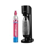 SodaStream Gaia, Wassersprudler mit CO2-Zylinder und 1x 1L spülmaschinenfeste Kunststoff-Flasche, Höhe: 44cm, Farbe: Schwarz