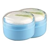 Abaodam 2 Stück Puff Box für Babypuder Praktischer Aufbewahrungsbehälter für Puderquasten Hautpflege für Neugeborene und Kleinkinder Blau